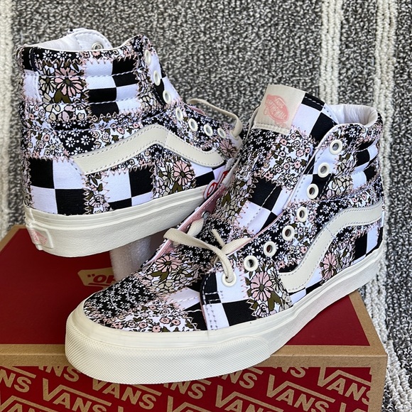 Vans Sk8-Hi Patchwork Floral Multi Marshmallow Pink MENS - Picture 10 of 16